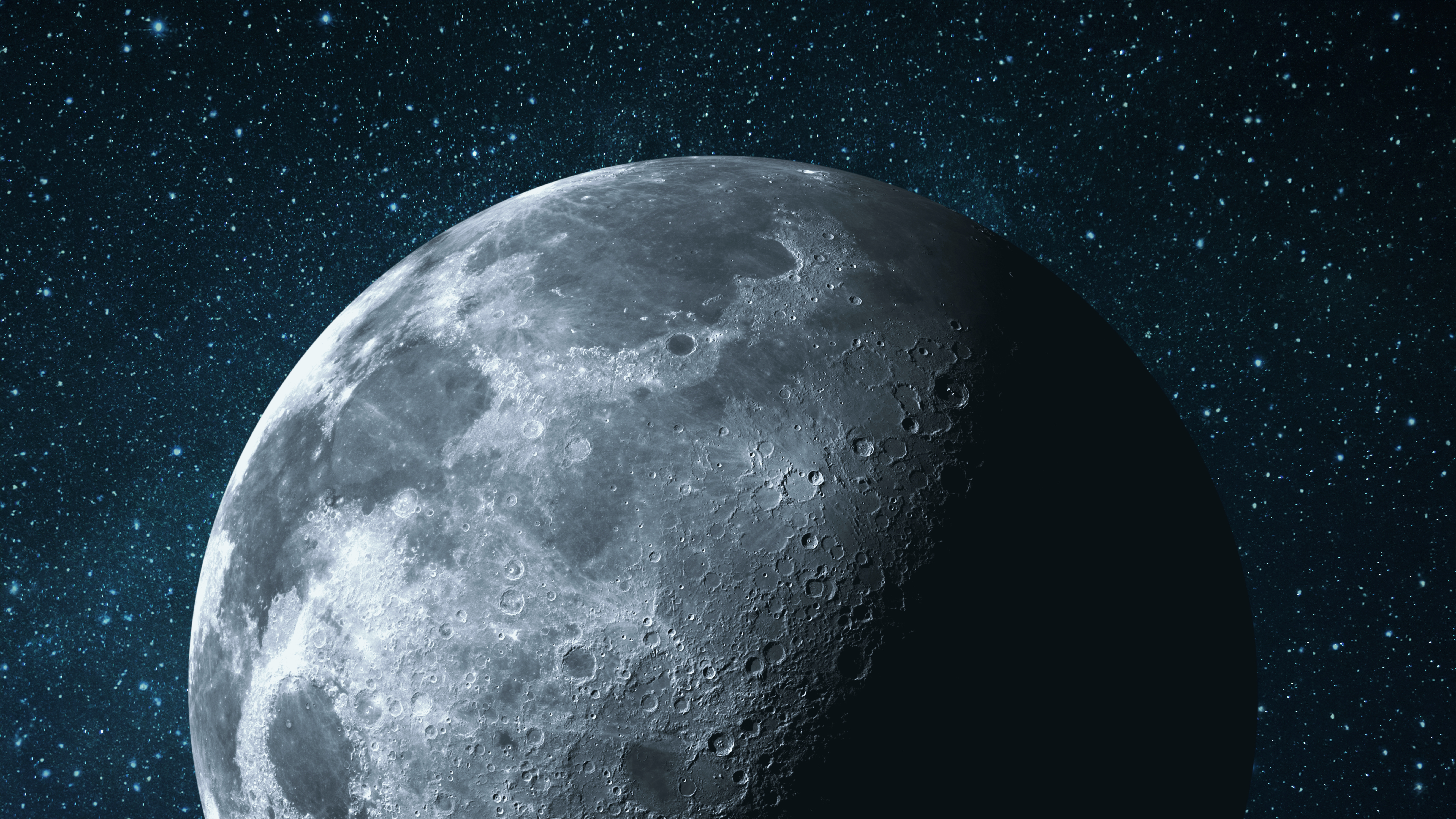 Lunar surface and stars