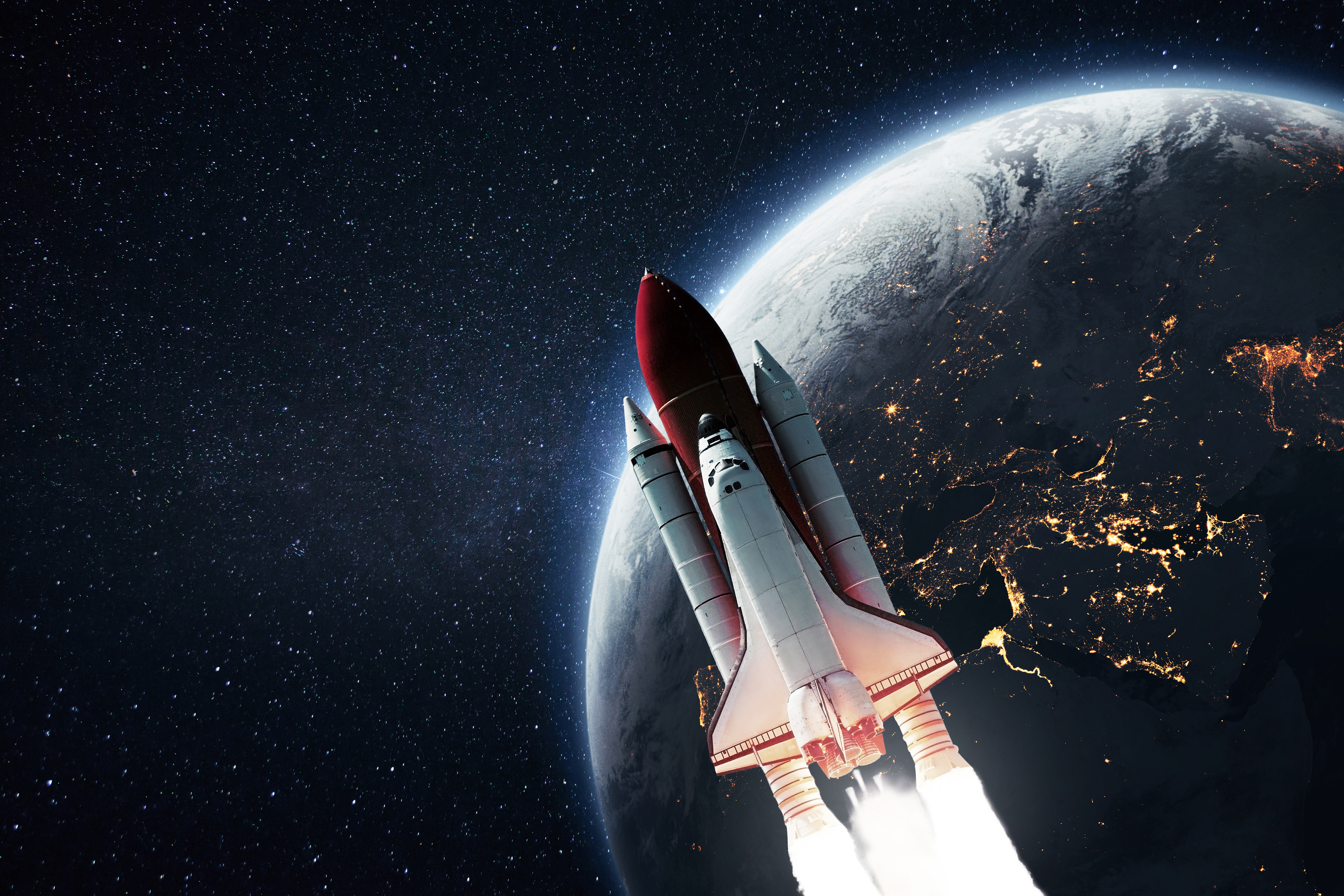 Space shuttle orbiting Earth